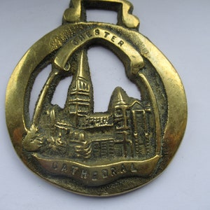 Vintage Horse Brass Chester Cathedral Martingale Medallion