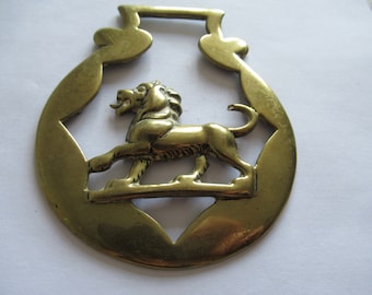 Vintage Regal Lion Brass Horse Bridle Medallion Horse Harness