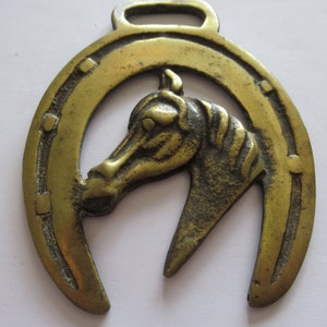 Antique Horse Head Inside A Lucky Horseshoe Horse Brass