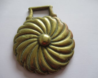Vintage Horse Brass Chrysanthemum Flower Swirl Martingale Medallion