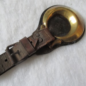 Antique Crescent Moon Lucky Horse Brass On A Leather Martingale