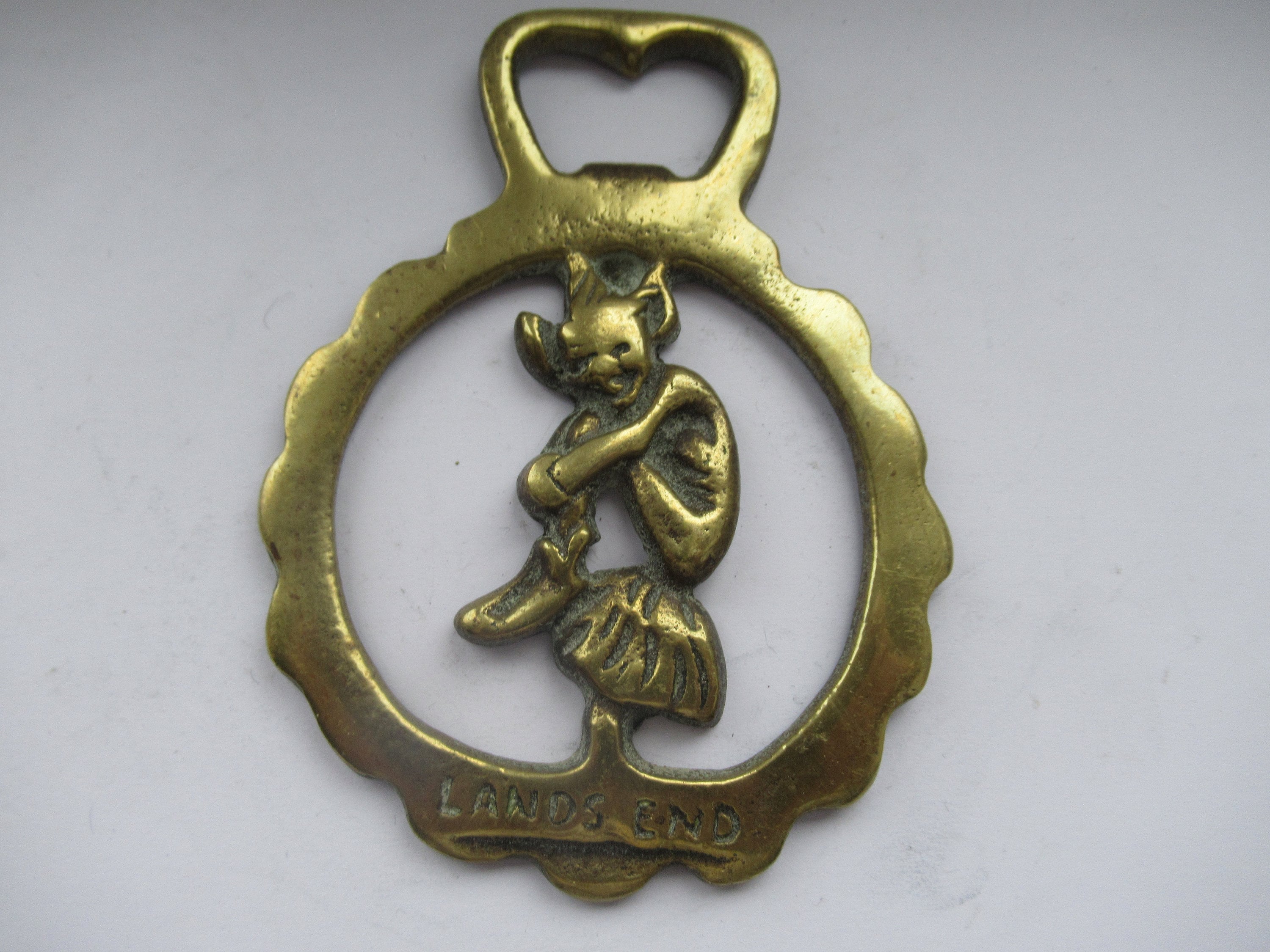 Vintage Lucky Lands End Pixie Horse Brass Plus Bottle Opener Martingale Medallion