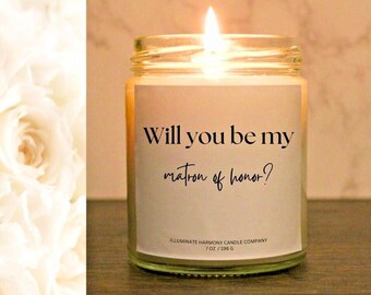 Will You Be My Matron Of Honor Candle | Wedding Party Matron Of Honor Candle Gift | MOH Bridal Party Gift Candle | Wedding Candle Gifts
