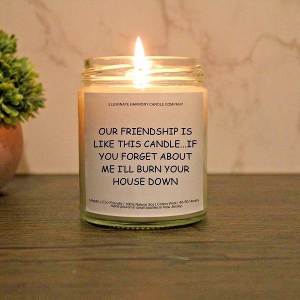 Our Friendship Is Like This Candle... If You Forget About Me I'll Burn Your House Down | Funny Candle For Best Friend | Bestie Gift Idea