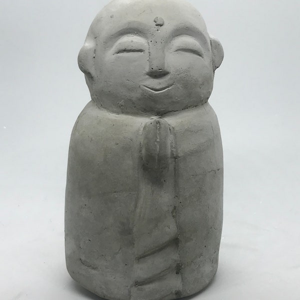 Cement Japanese Jizo Little Buddha Concrete Statue, Buddha Jizo, Concrete Statue, Handmade, Garden Decor, Zen Statue