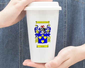 Personalised Ceramic Thermal Mug – Family Crest & Coat of Arms
