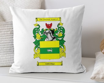 Personalised Coat of Arms Cushion – Family Crest Home Decor