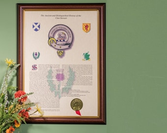 A3 Scottish Clan History Print – Scroll-Style Heraldry & Clan Badge