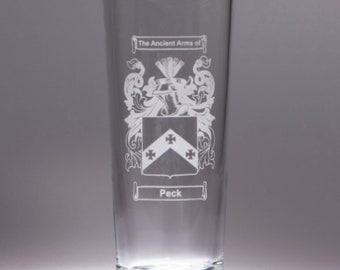 Personalised Engraved Pint Beer Glass – Coat of Arms
