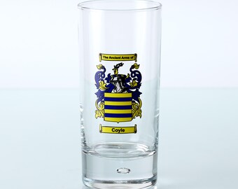 Personalised Coat of Arms Hi Ball Glass – Full Colour Family Crest – Custom Surname Gift – Heraldic Highball Glass