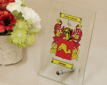 Personalised Bevelled Glass Coat of Arms Display