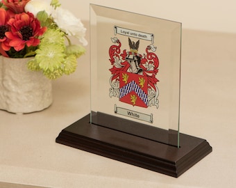 Personalised Bevelled Glass Coat of Arms Display