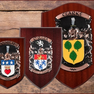Coat of Arms / Family Crest Personalised Shield - Hardwood, Bespoke Gift