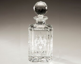 Personalised Engraved Crystal Decanter | Whisky, Brandy and Port | Retirement, Wedding & Anniversary Gift | Family Crest