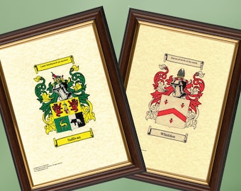 A4 Coat of Arms Print – Heraldic Family Crest (Framed)