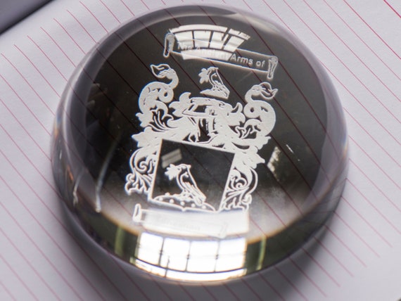 Personalised Engraved Crystal Paperweight – Coat of Arms