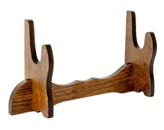 Wooden Sword Display Stand – Coat of Arms, Varnished or Black