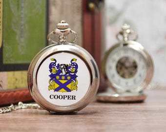 Personalised Mechanical Pocket Watch – Family Crest & Coat of Arms Gift