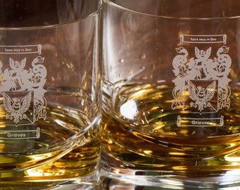 Personalised Engraved Crystal Whisky Tumbler – Wave Design