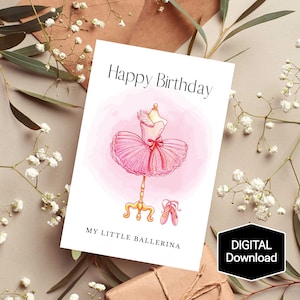 Ballerina Mädchen Geburtstagskarte,Birthday for Daughter,Ballerina Little Girl,Geburtstagskarte für Mädchen,DRUCKBARE Geburtstagskarte,DIGITAL DOWNLOAD