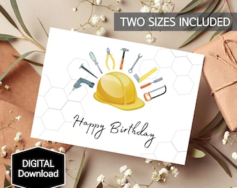 Tools Birthday Card for Daddy,Builders Card for Father,Tools Watercolor Card for Him,Tradesman or Handyman Card,Birthday Card for Boy