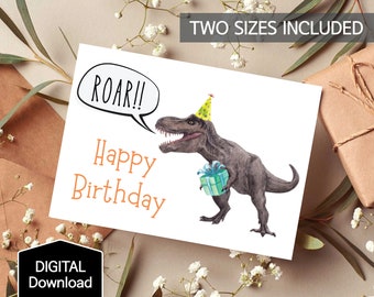 PRINTABLE Dinosaur Birthday Card for kids,Dino card,T-Rex Birthday Card,Tyrannosaurus Birthday Card for Boy,Instant Download