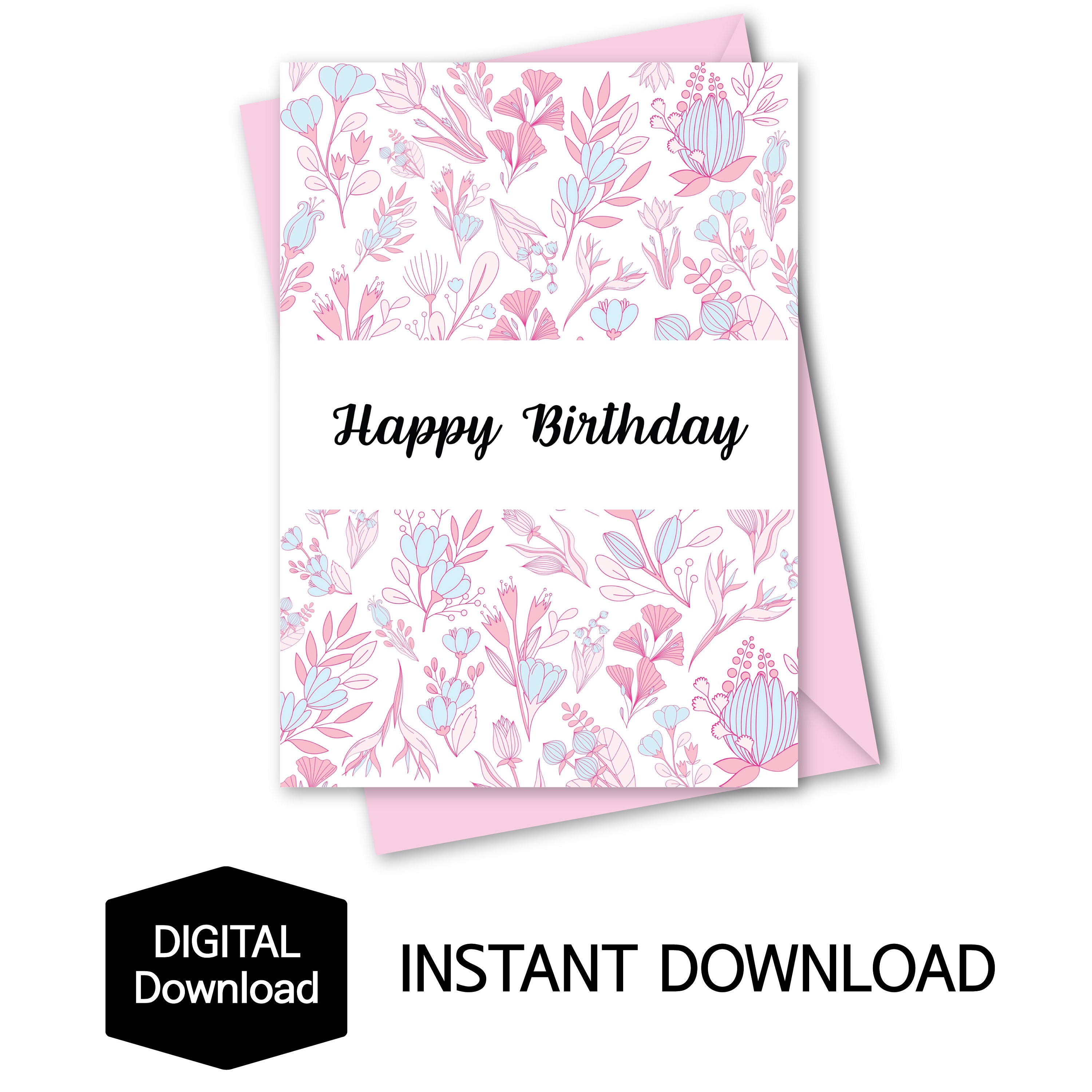 Printable Floral Happy Birthday Card for Hervintage Flower - Etsy