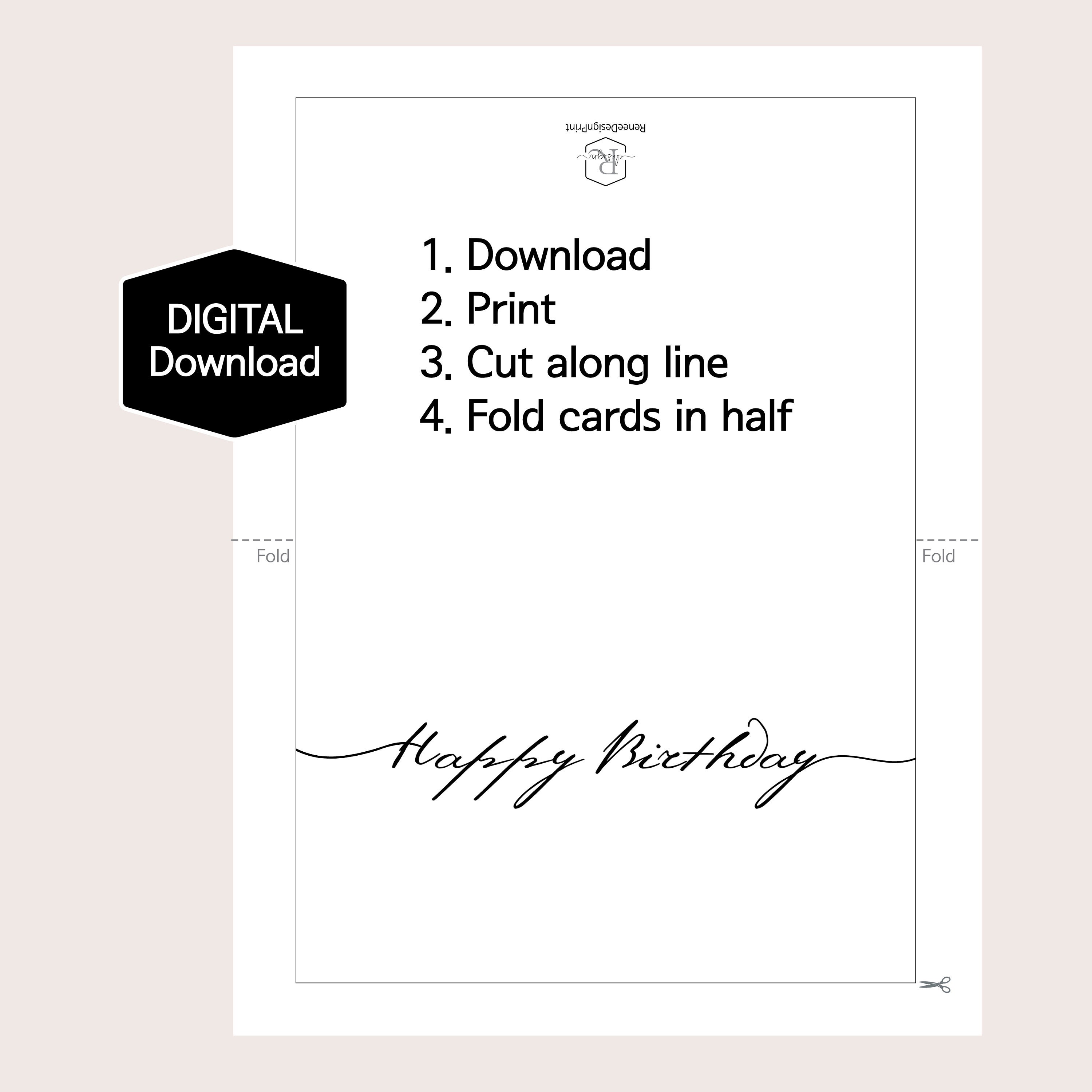 PRINTABLE Simple Happy Birthday Card,minimalist Birthday Card,modern ...
