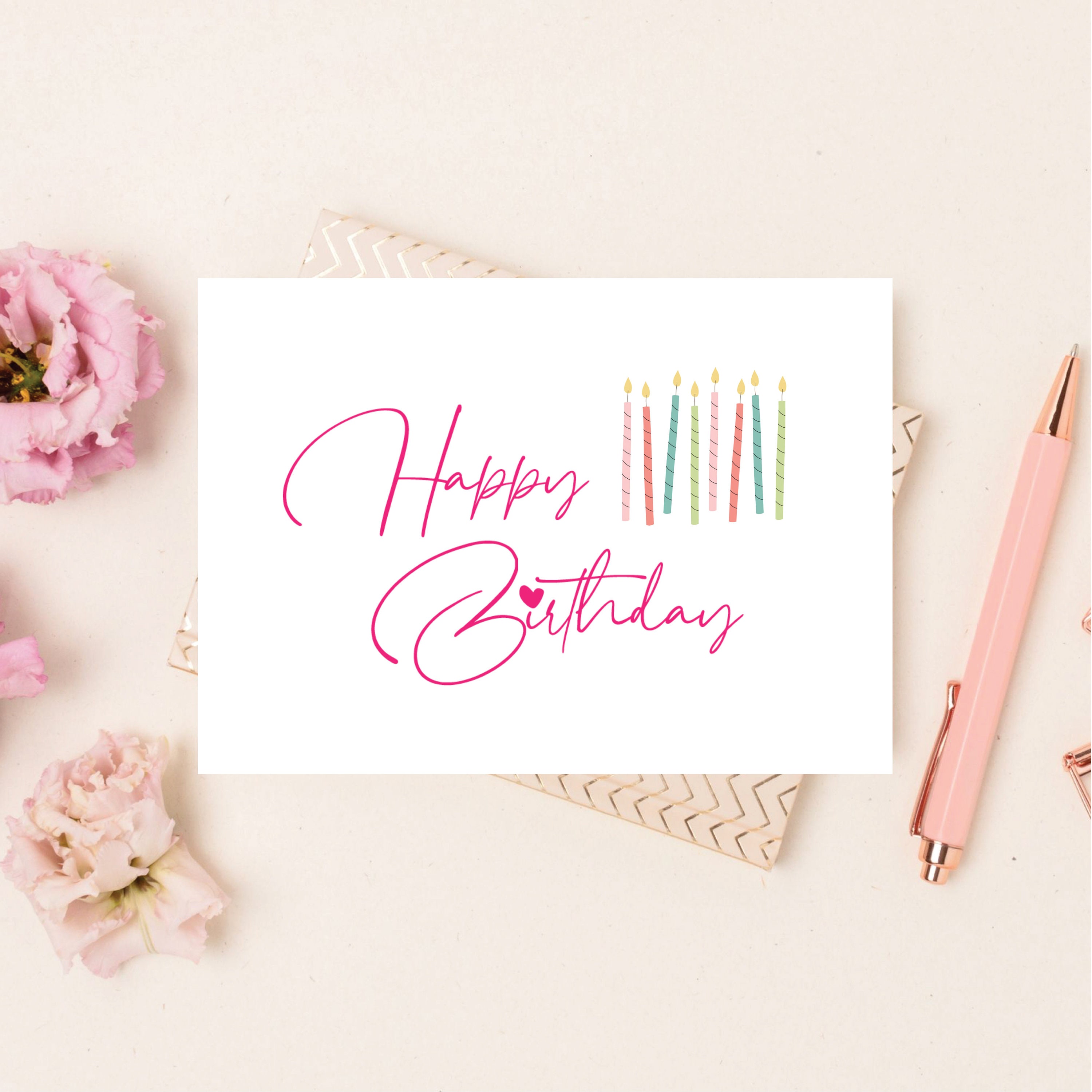 Printable Happy Birthday Cake Candles Card for Her,birthday Card for ...