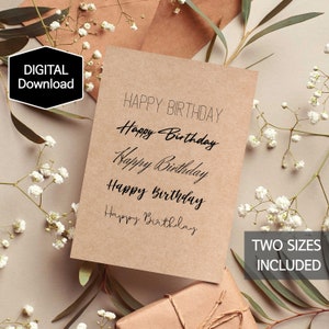 Carta Kraft STAMPABILE Biglietto di buon compleanno semplice, Carta Kraft naturale, Biglietto di compleanno minimalista tipografico, Stampa Boho, Biglietto autunnale