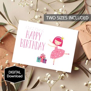 Ballerina Girl Birthday card for Daughter,Little Ballerina Card for Girl,Birthday Card for Girl,Digital Download,Instant Download,PRINTABLE