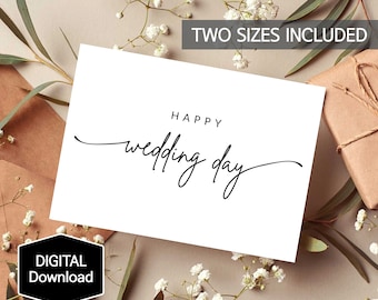 AFDRUKBARE eenvoudige Happy Wedding Day Card, Newly Weds Card, moderne trouwkaart, digitale download, instant download