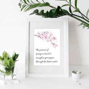 Printable Cherry blossom quote,Cherry Blossoms Watercolor Art,Floral Spring Wall Art,Inspirational Artwork,Digital Print,Instant Download