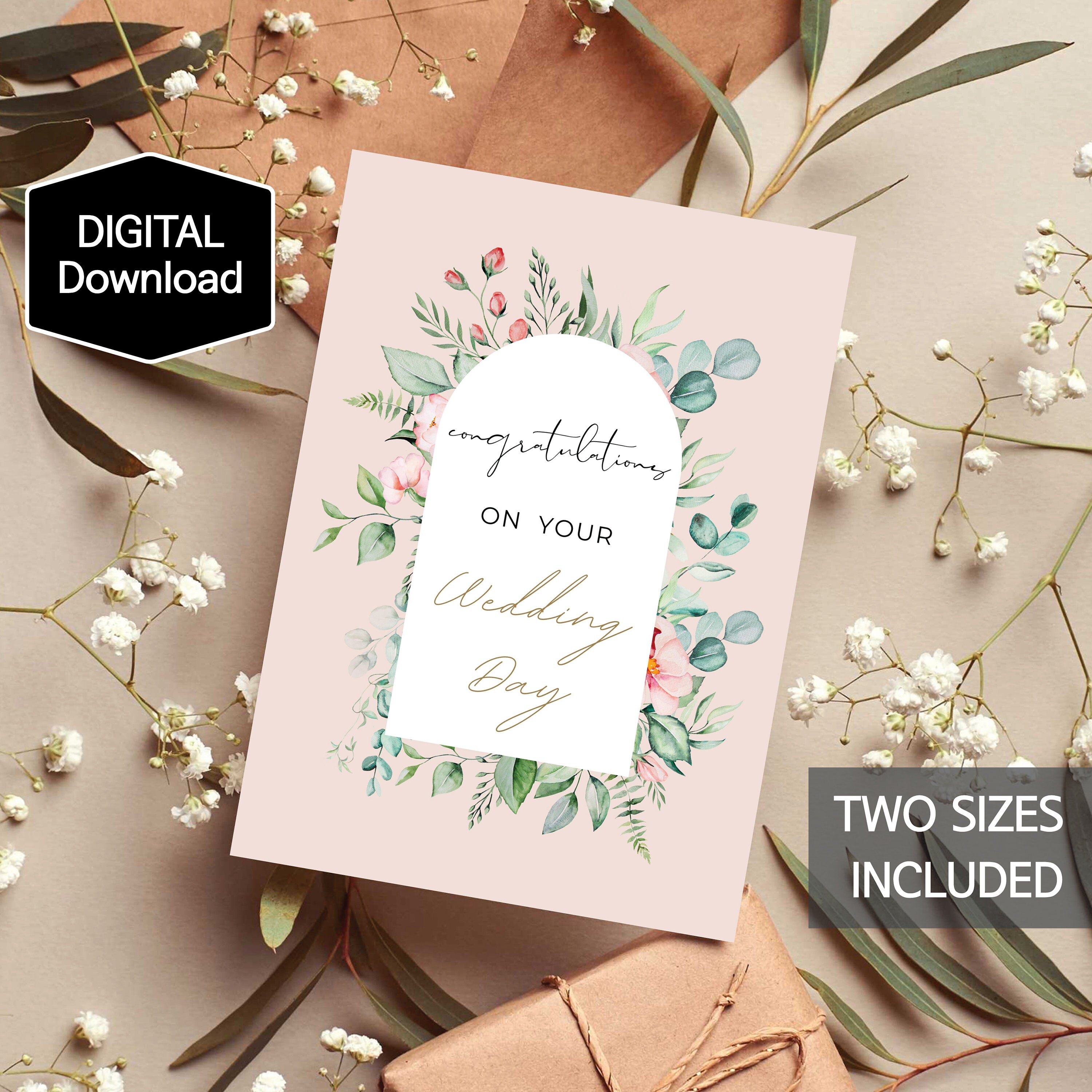 Printable Wedding Cardcongratulations on Your Wedding Day - Etsy