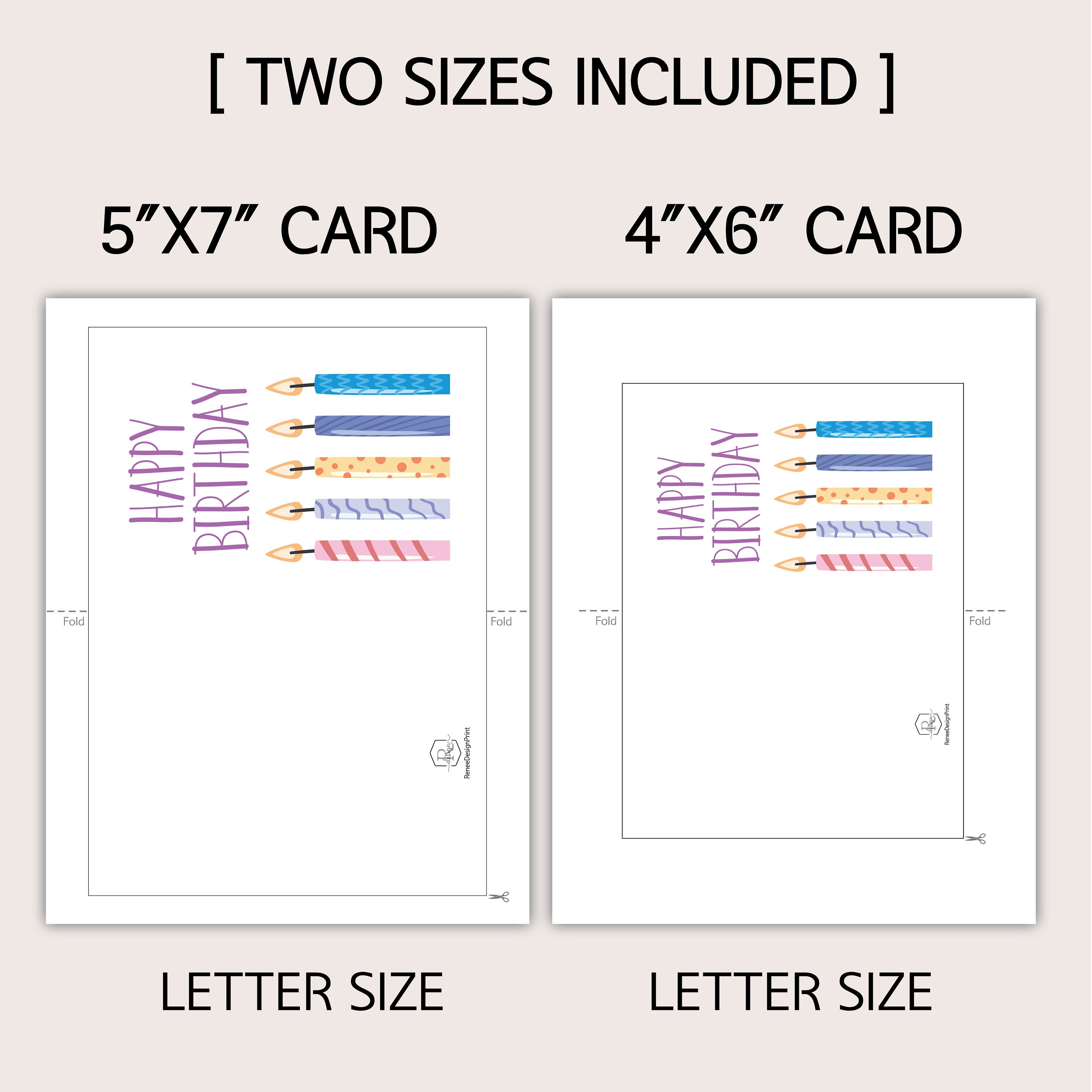 Printable Happy Birthday Cake Candles Card for Her,birthday Candles ...
