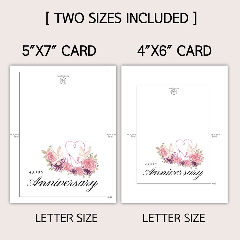Printable Floral Happy Anniversary Card for Partner,dove & Heart Ribbon ...