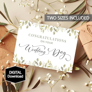 Druckbare Hochzeitskarte, Glückwünsche auf Ihrer Hochzeit Karte, Braut und Bräutigam Karte, Blatt Hochzeitskarte, sofort download