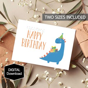 Carte d'anniversaire dinosaure imprimable pour les enfants, Brachiosaurus, carte Dino, carte d'anniversaire mignon Dino Kids, téléchargement immédiat, impression numérique