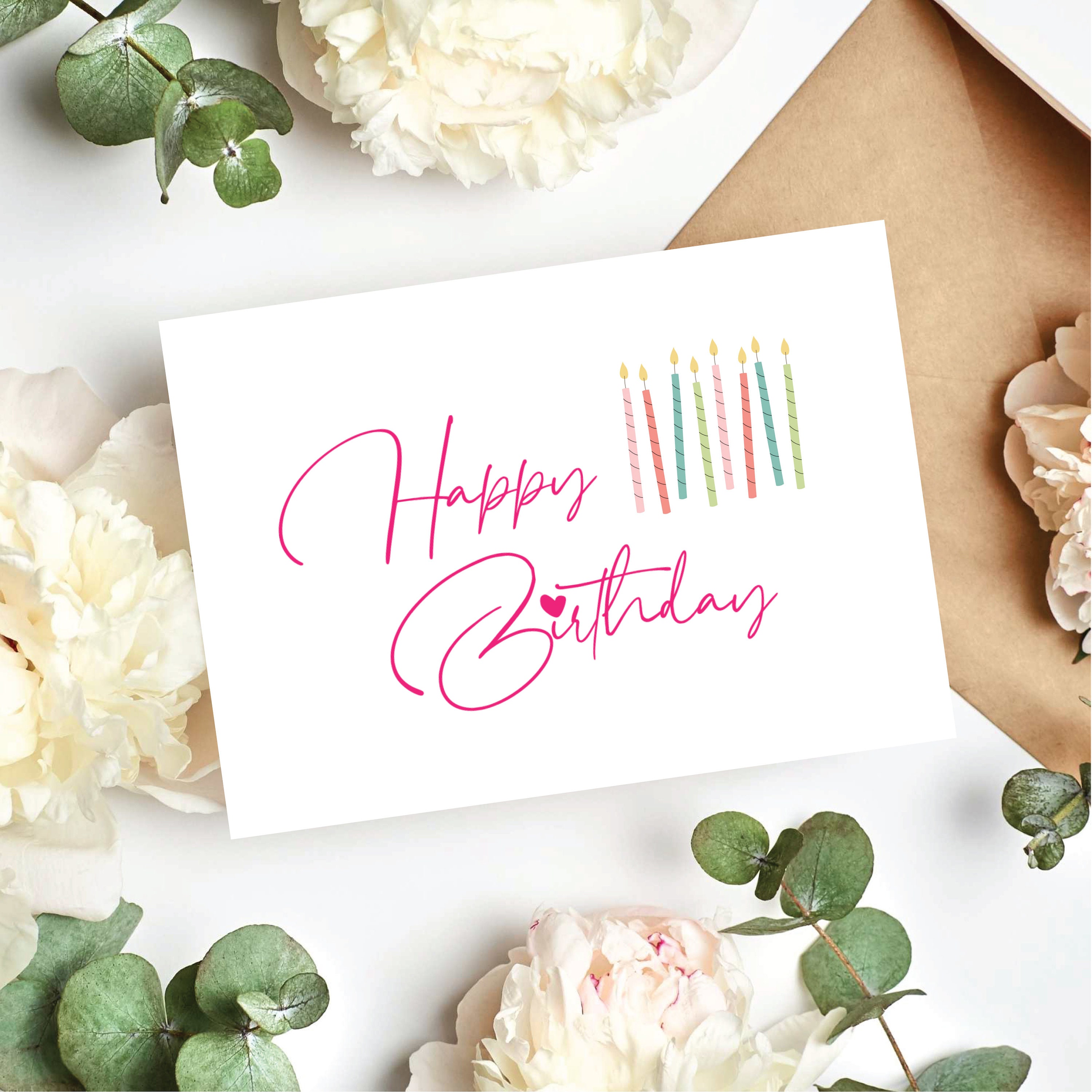 Printable Happy Birthday Cake Candles Card for Herbirthday - Etsy