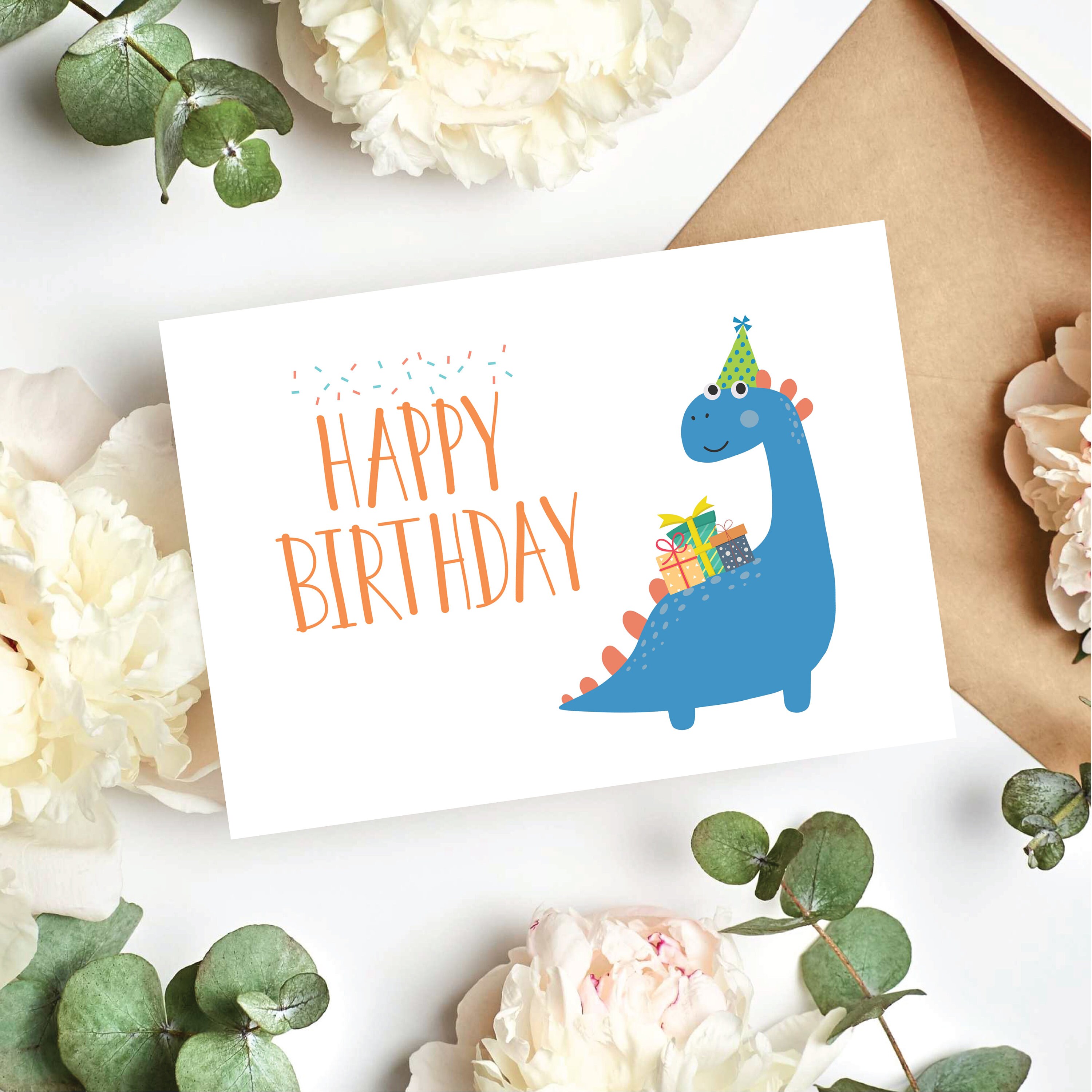 Printable Dinosaur Birthday Card for Kidsbrachiosaurusdino - Etsy