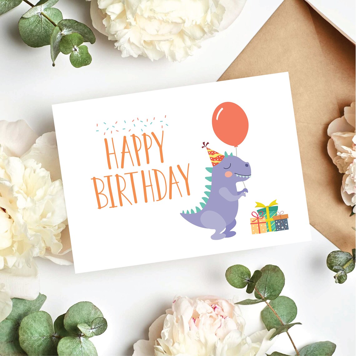 Printable T Rex Birthday Card, Dinosaur Birthday Card for Kids,dino ...