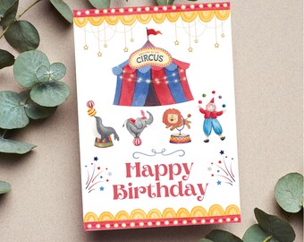 「BLOOD AND LOVE CIRCUS / The Birthday」 PRINTABLE Circus Birthday Card for Kids,carnival Themed
