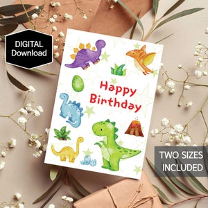 Druckbare Dinosaurier Geburtstagskarte für Kinder,Dino Karte,T Rex/ Stegosaurus/ Diplodocus/ Pteradactyl/ Triceratops,Sofort Download,Digitaldruck