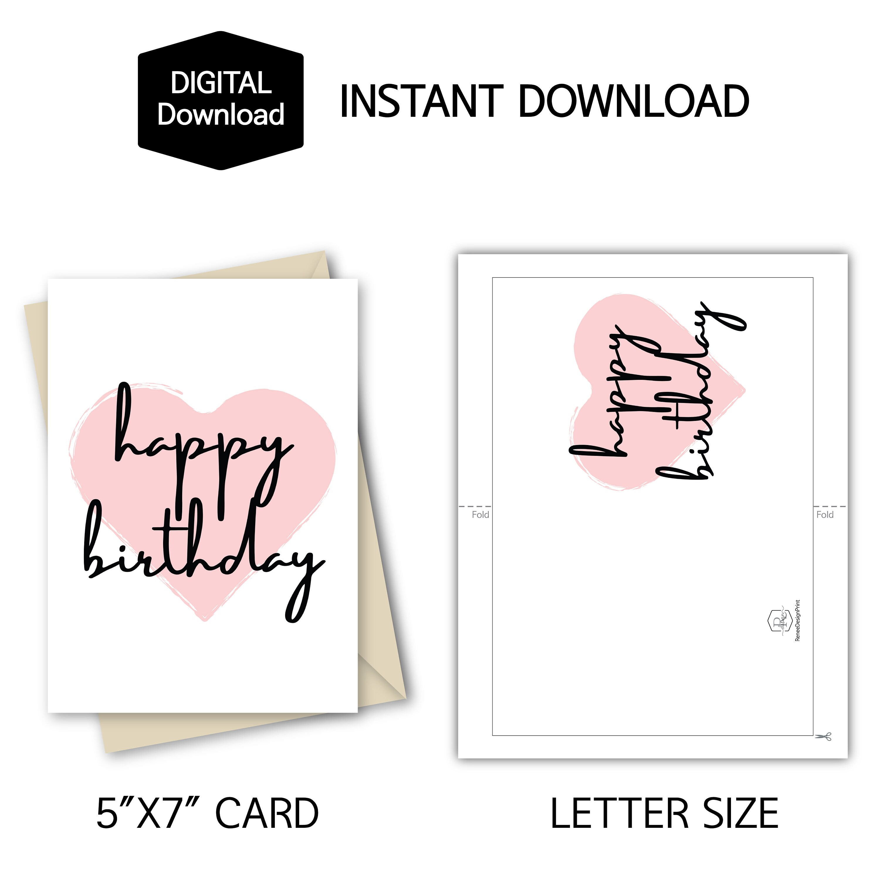 PRINTABLE Birthday Card Set,set of 4 Birthday Card,happy Birthday Card ...