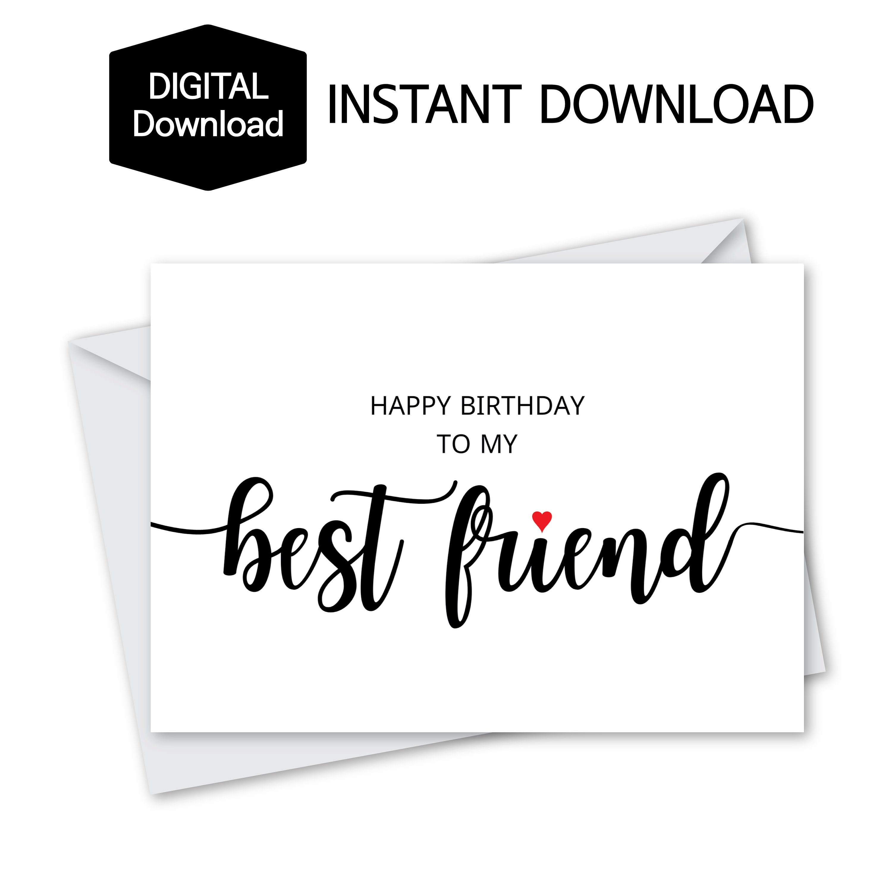 PRINTABLE Simple Happy Birthday to My Best Friend Card,card for Her ...