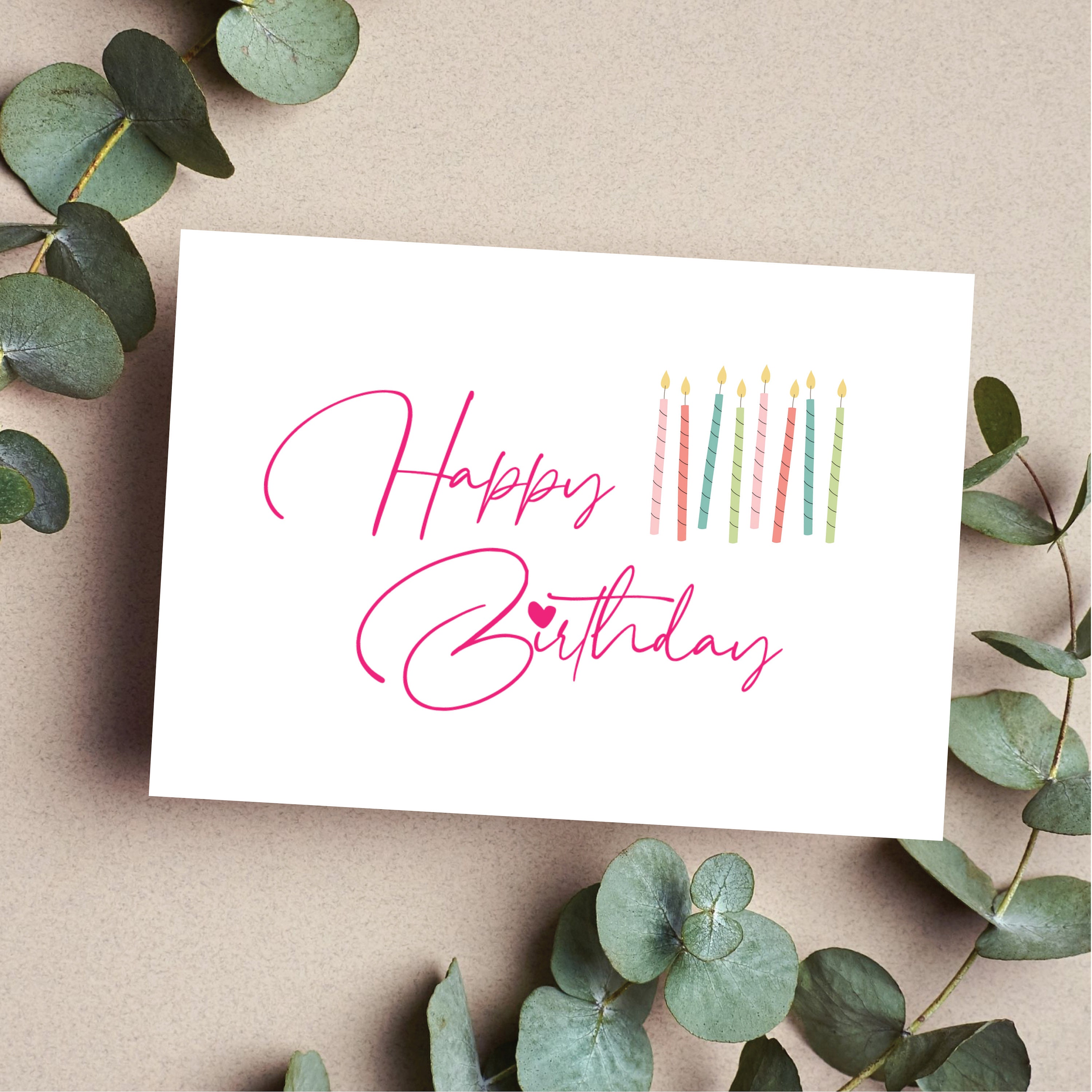 Printable Happy Birthday Cake Candles Card for Herbirthday - Etsy