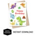 Printable Dinosaur Birthday Card for Kids,dino Card,t Rex/ Stegosaurus ...