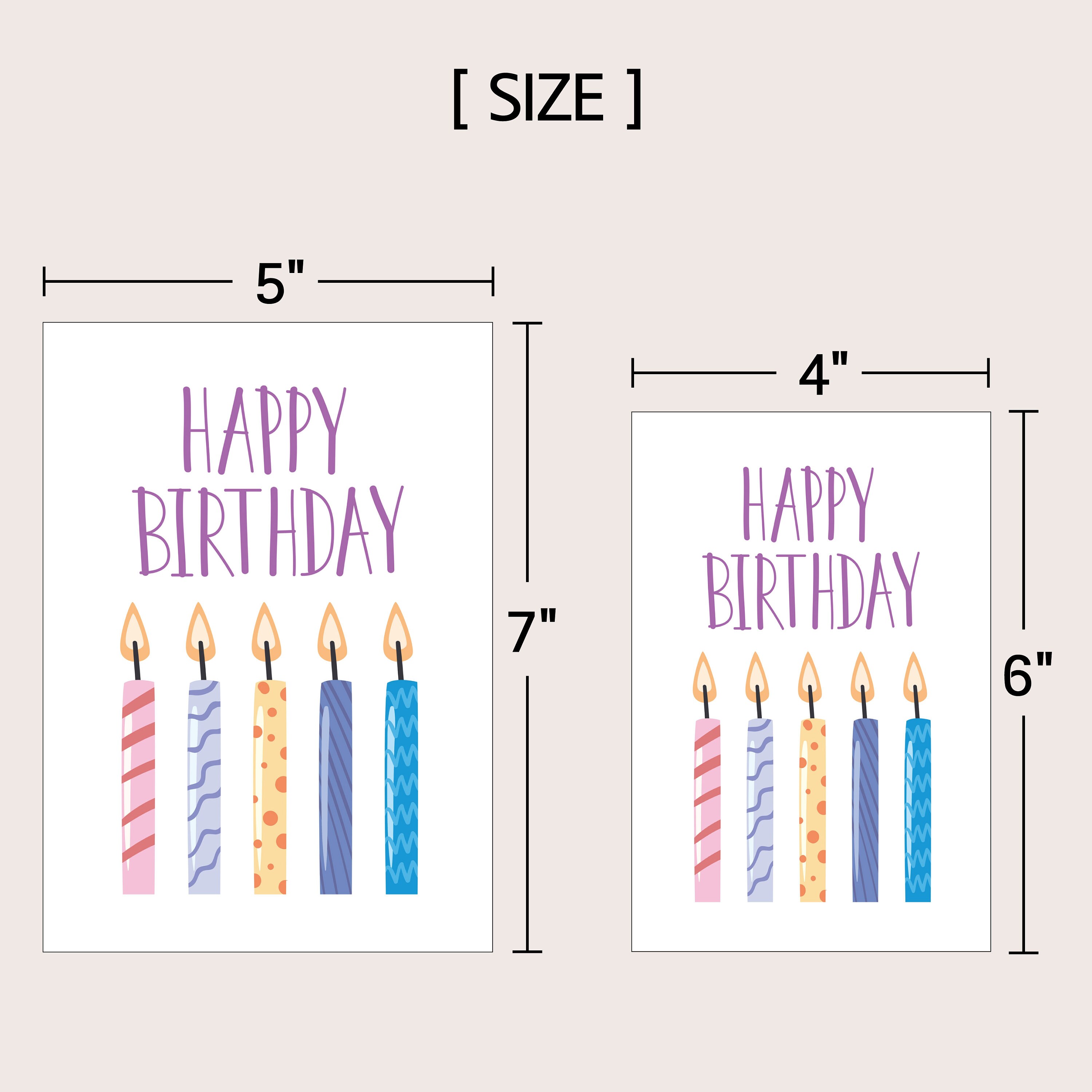 Printable Happy Birthday Cake Candles Card for Her,birthday Candles ...