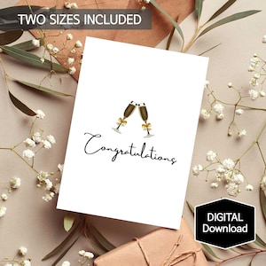 Printable Congratulations Champagne Glasses Card,Champagne Celebration Card,Wedding Card,Housewarming Card,Wedding Card,Graduation Card