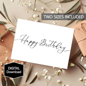 Eenvoudige Happy Birthday Card, minimalistische verjaardagskaart, eenvoudige kaart, moderne verjaardagskaart, Instant Download, digitale print, afdrukbare kaart